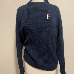 Victoria Secret PINK Crewneck Knit Sweater Navy Blue Size XS.